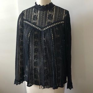 Black lace long sleeve Entro blouse